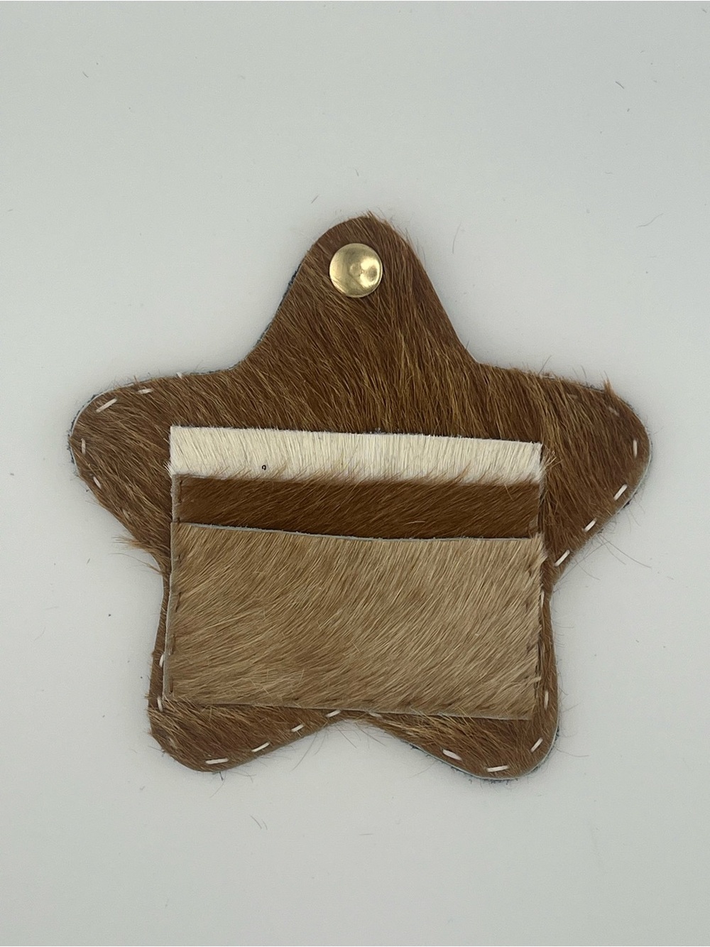 Star-Shaped Hair-On Hide Card Holder in Two-Tone Brown